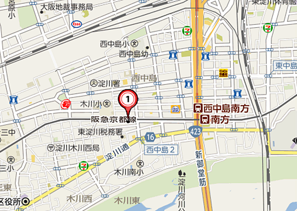 【地図】駅まで徒歩5分の好立地。阪急・御堂筋線はもちろん、10分ほど歩いて新大阪まで行けばJRも利用できます。