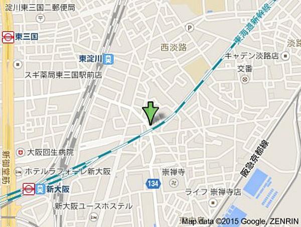 【地図】新大阪北側に位置します。