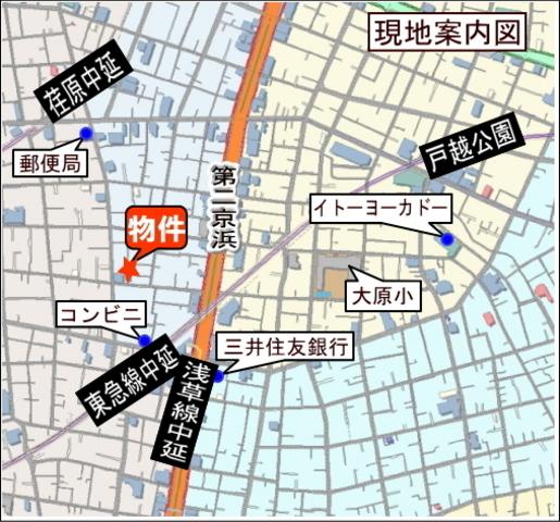【地図】330mもある商店街まで徒歩圏で複数の駅が利用できます