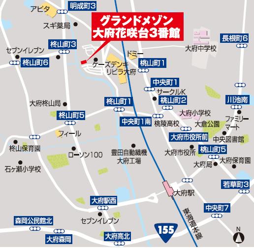 【地図】大型ショッピングモール徒歩2分