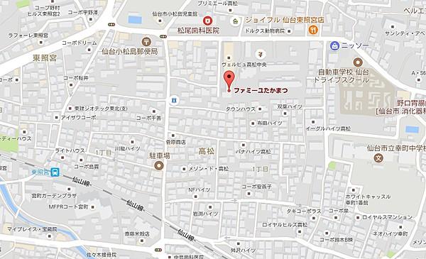 【地図】仙山線「東照宮駅」徒歩７分の立地です。