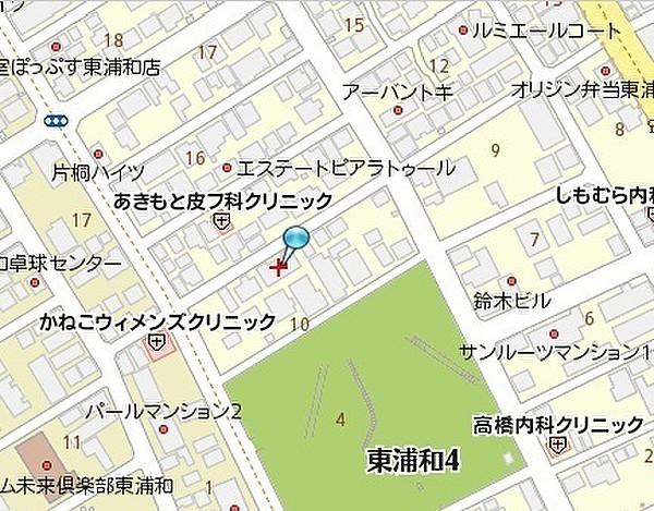 【地図】東浦和駅から徒歩8分