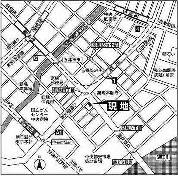 【地図】クロスフォー築地