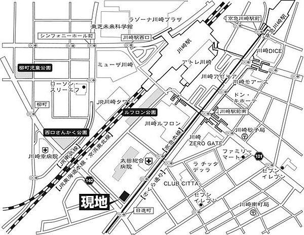 【地図】東海道線『川崎』駅徒歩5分