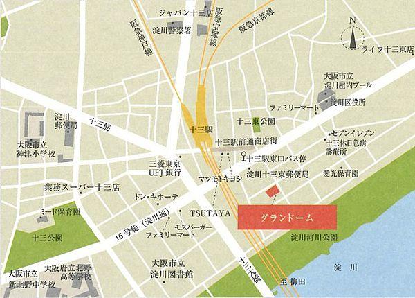 【地図】大阪・梅田エリアへ3分の好アクセス