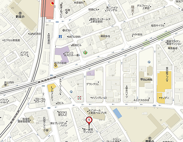 【地図】上新庄駅近辺です。