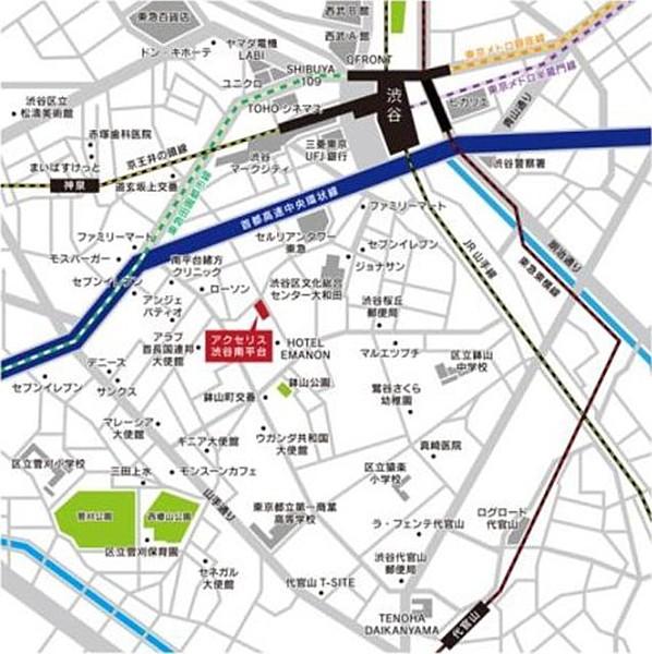 【地図】アクセリス渋谷南平台
