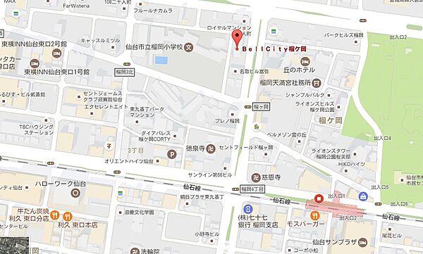 【地図】榴ヶ岡駅・仙台駅徒歩圏の立地です。