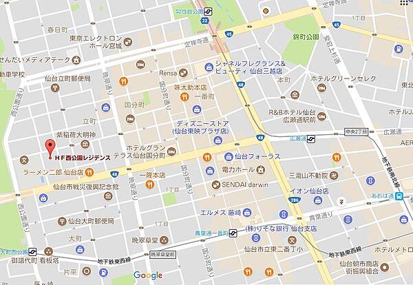 【地図】仙台中心部まで徒歩圏内の好立地です。
