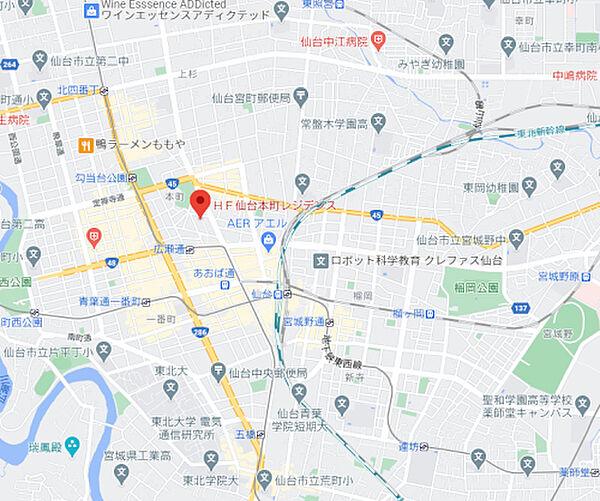 【地図】仙台市中心部に近く、商店街や鉄道の利用が便利です。