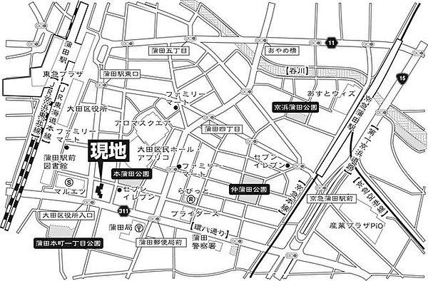 【地図】京浜東北線『蒲田』駅徒歩5分京急線『京浜蒲田』駅徒歩10分