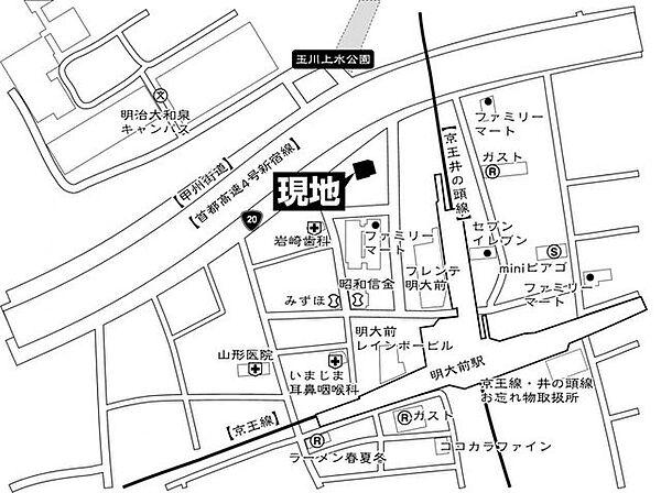 【地図】京王線『明大前』駅徒歩2分