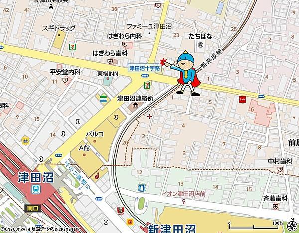 【地図】津田沼駅まで徒歩3分！