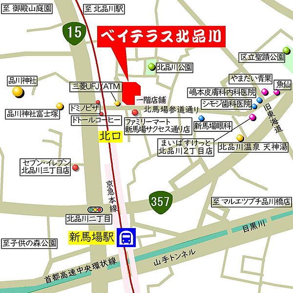 【地図】旧東海道沿いと参道にある3つの商店街がすぐそこにあります。