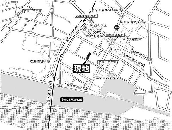 【地図】京王相模原線『京王多摩川』駅徒歩3分京王線『調布』駅徒歩15分