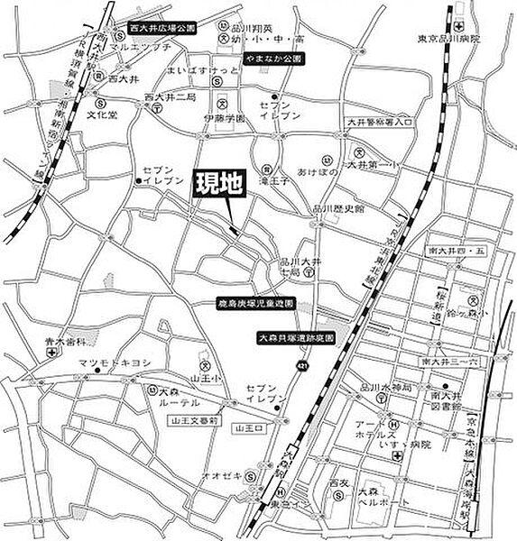【地図】JR京浜東北線『大森』駅徒歩11分JR横須賀線『西大井』駅徒歩12分