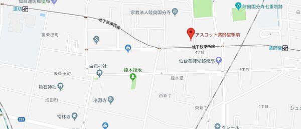 【地図】地下鉄東西線。「連坊駅」と「薬師堂駅」の中間の立地です。