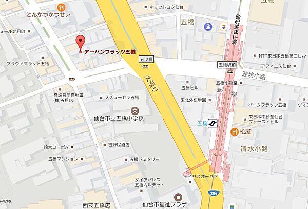 【地図】地下鉄南北線「五橋駅」徒歩５分圏内の立地です。
