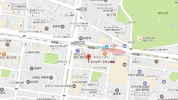 【地図】仙石線「榴ヶ岡駅」徒歩３分