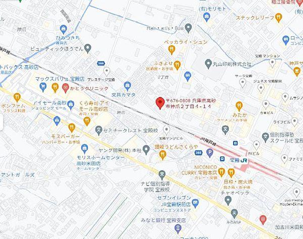 【地図】JR宝殿駅より徒歩4分の立地です。