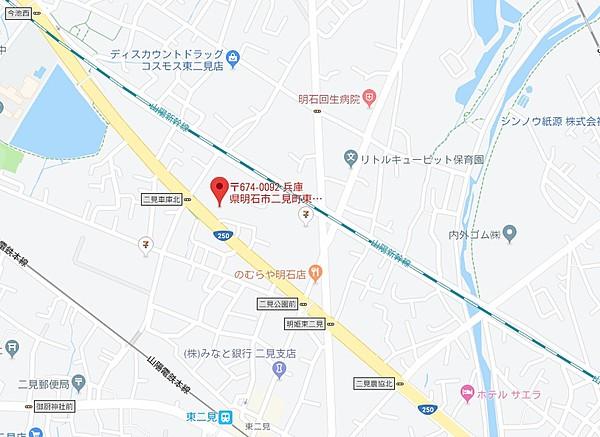 【地図】山電東二見駅徒歩約6分