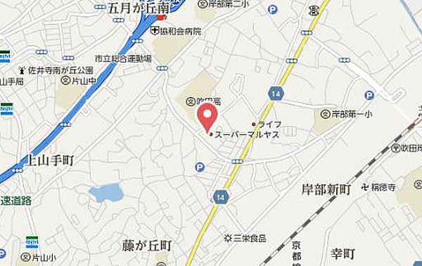 【地図】グランドシティダイアパレス吹田ウェストウィング弐番館