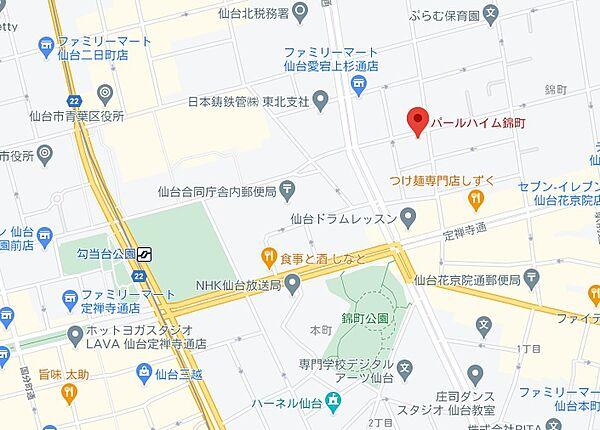 【地図】勾当台公園駅徒歩8分の好立地マンション
