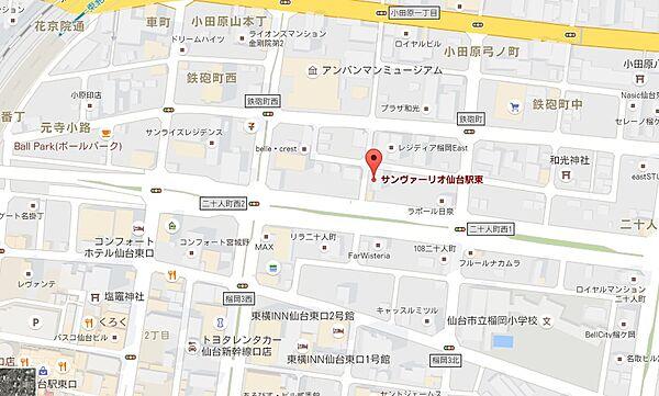 【地図】仙台駅徒歩１０分圏内の好立地マンションです。スーパーのザ・ビッグエクスプレスすぐそば。