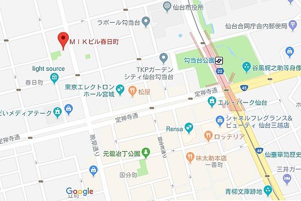 【地図】仙台中心部も徒歩圏内の好立地マンションです。