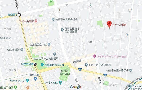【地図】仙台中心部徒歩圏内の好立地マンション