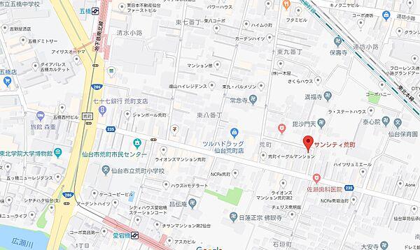 【地図】仙台駅・中心部も徒歩圏内の立地です。