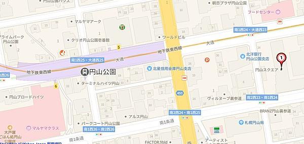 【地図】円山公園駅徒歩3分の立地