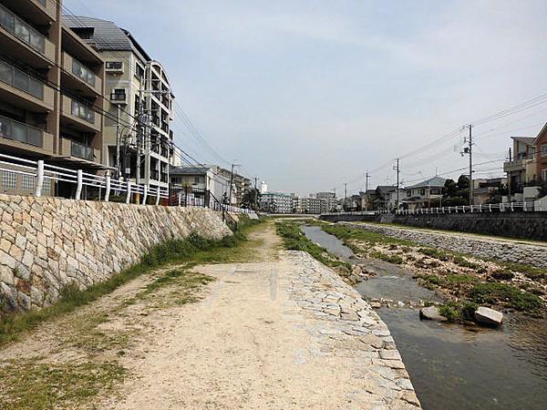 【周辺】敷地南側には仁川が流れています。憧れの川沿い生活が叶います。毎日のお散歩コースにも。
