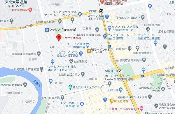 【地図】地図　仙台市営地下鉄「北四番丁」駅まで徒歩7分、中心部までもアクセスしやすい立地です。