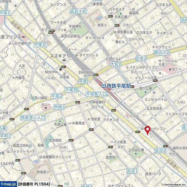 【地図】西鉄『西鉄平尾』駅徒歩5分周辺商業施設充実♪