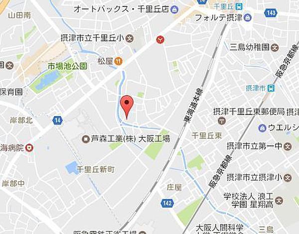 【地図】リバーサイド千里丘