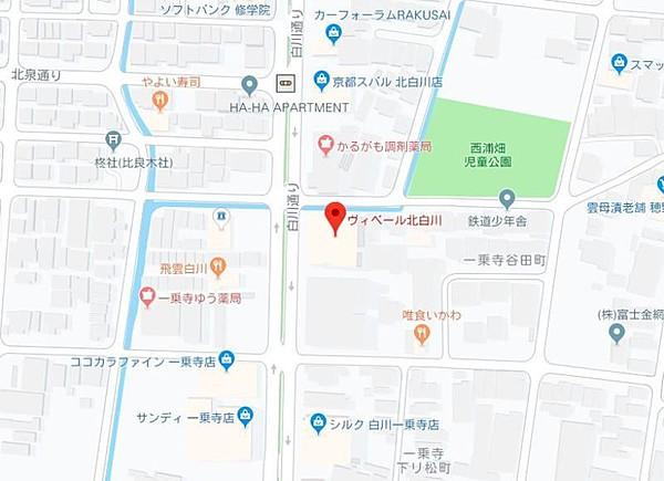【地図】叡山電鉄「一乗寺」駅まで徒歩7分とアクセス良好です。