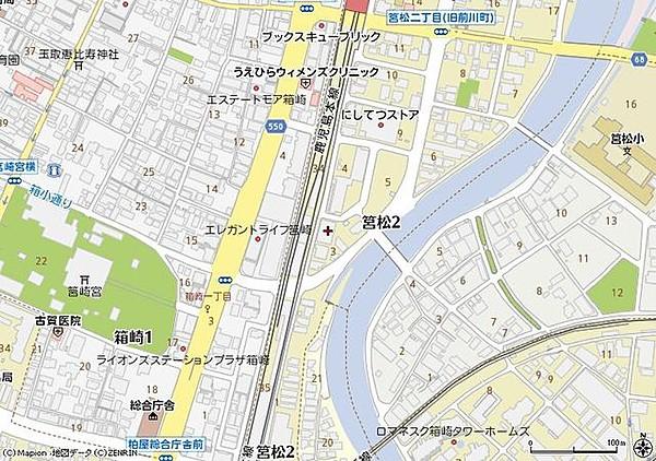 【地図】地図ＪＲ箱崎駅まで徒歩3分