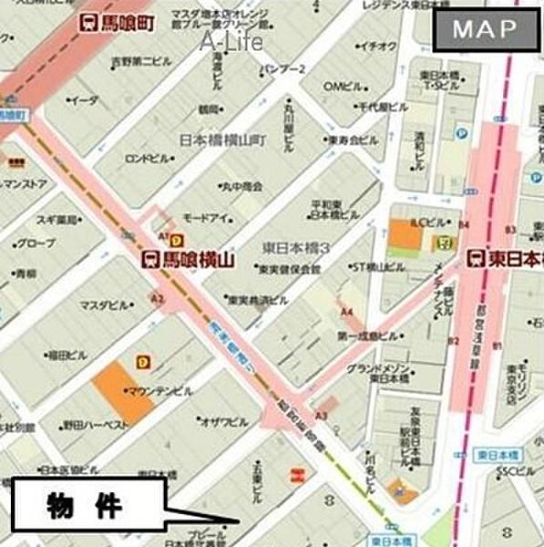 【地図】グランドコーポ東日本橋