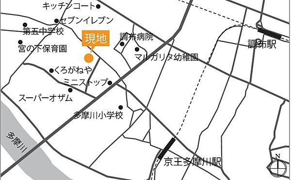 【地図】東京都調布市多摩川1丁目29－1