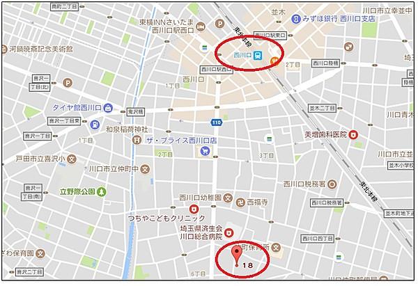 【地図】西川口駅から徒歩12分