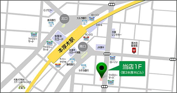 【地図】タウンハウジング本厚木店