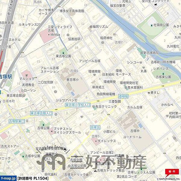 【地図】福岡空港・博多駅までアクセス良好な立地です。
