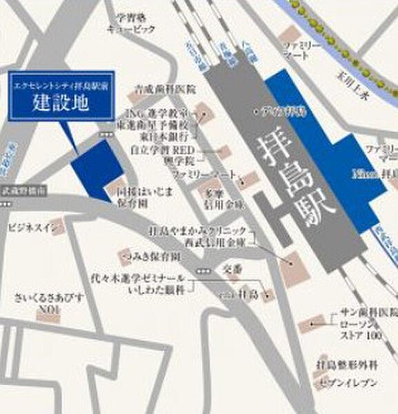 【地図】拝島駅周辺地図！JR拝島駅構内には、吉野家、ミスタードーナツなどもありお買い物も便利です！