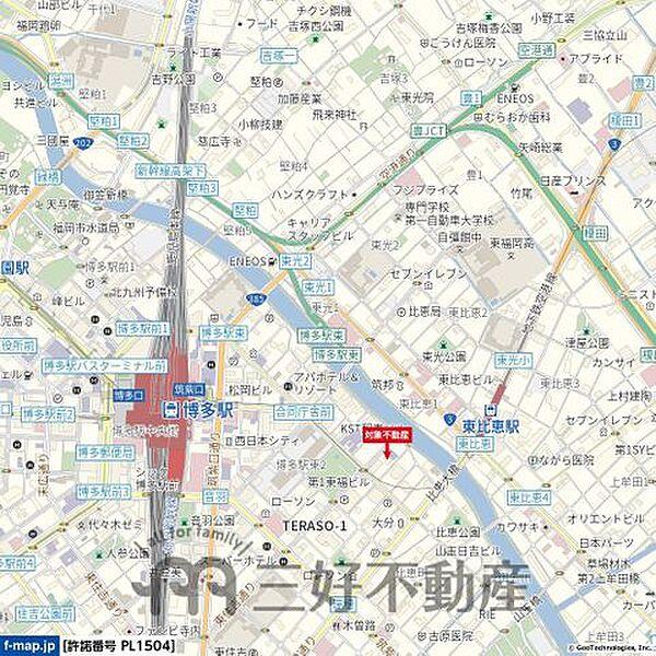 【地図】地下鉄『東比恵』駅徒歩5分JR鹿児島本線『博多』駅徒歩10分