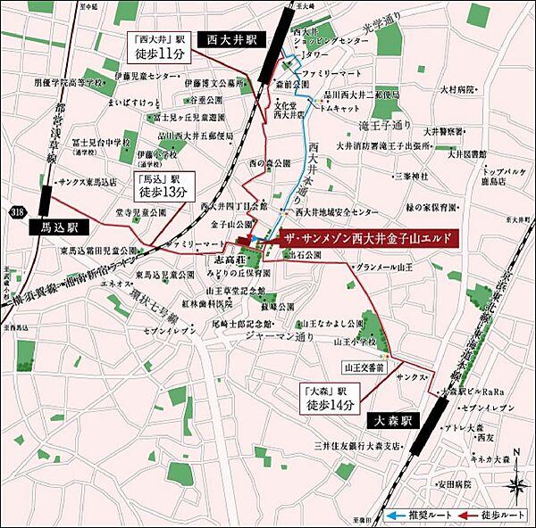 【地図】3駅4路線利用可能