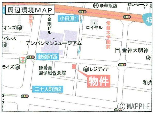 【地図】仙台駅まで徒歩7分。最寄りのコンビニは徒歩2分です。