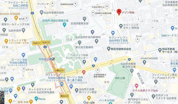 【地図】地下鉄　勾当台公園駅　徒歩7分