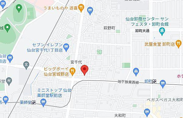 【地図】地下鉄東西線「薬師堂」駅徒歩10分/「卸町」駅徒歩11分です。