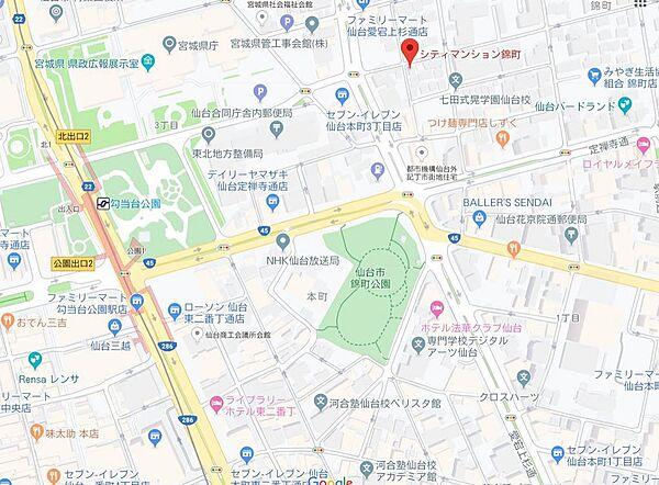 【地図】地図　仙台市営地下鉄南北線「勾当台公園」駅徒歩7分。仙台駅まで徒歩10分の好立地です。
